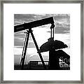 Oil Well Pump Jack Black And White #1 Framed Print