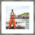 Portrait Of Proud Lobsterman On Boat #1 Framed Print