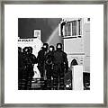 Psni Riot Officers Behind Armoured Land Rover And Water Cannon On Crumlin Road At Ardoyne Shops Belf #1 Framed Print