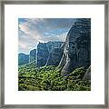 Rock Formations In The Meteora, Greece #1 Framed Print