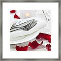 Romantic Dinner Setting With Rose Petals 1 Framed Print