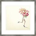 Running Women With Giant Bunch Of Flowers #1 Framed Print