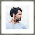 Serious Portrait Of A Young Man From Spain #1 Framed Print