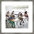 Students Taking A Test In Classroom #1 Framed Print