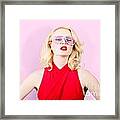Summer Fashion Model. Girl In A Pink Sun Glasses #1 Framed Print
