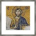 The Deisis Mosaic At The Hagia Sophia Museum In Istanbul #1 Framed Print