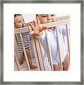 Twin Baby Boys In Their Cots #1 Framed Print