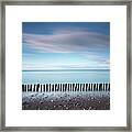 Wooden Groynes On A Beach At Low Tide #1 Framed Print