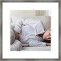 Young Adult Woman Holding Her Crotch #1 Framed Print