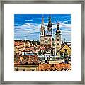 Zagreb Cityscape Panoramic View At Old Town Center #1 Framed Print