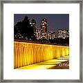 Bellevue Skyline From City Park With Fountain And Waterfall At S #14 Framed Print