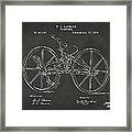 1869 Velocipede Bicycle Patent Artwork - Gray Framed Print