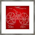1869 Velocipede Bicycle Patent Artwork Red Framed Print