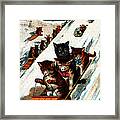 1887 Toboggan Cats Framed Print