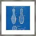 1939 Bowling Pin Patent Artwork - Blueprint Framed Print