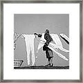 1950s Housewife Removing Frozen Long Framed Print