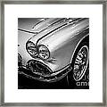 1962 Chevrolet Corvette Black And White Picture Framed Print