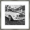 1969 Chevy Camaro Rs Painted Bw Framed Print
