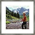 1990s Mature Woman Fly Fishing Framed Print