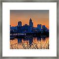 Cleveland Skyline From Lake Erie At Dusk #2 Framed Print