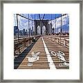 Lanes For Pedestrian And Bicycle Traffic On The Brooklyn Bridge #2 Framed Print