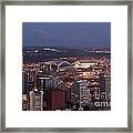 Seattle Skyline With Mount Rainier And Downtown City Lights #2 Framed Print