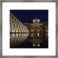 The Louvre Palace And The Pyramid At Night #1 Framed Print