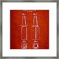 Vintage Beer Bottle Patent Drawing From 1934 - Red Framed Print