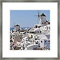 Windmills And White Houses In Oia #2 Framed Print