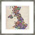 Great Britain Uk City Text Map #22 Framed Print