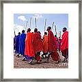 Maasai Men In Their Ritual Dance In Their Village In Tanzania #3 Framed Print