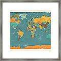 Retro Political Map Of The World #3 Framed Print