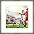 Soccer Player Kicking Ball In Stadium #3 Framed Print