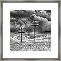 Three Crosses On Hill #3 Framed Print