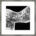 3682 Bw Nude With Black Rose Tattoo Framed Print