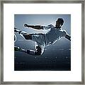 Soccer Player Kicking Ball In Stadium #4 Framed Print