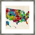 United States Watercolor Map Framed Print