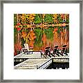 Autumn Lake With Wooden Dock Framed Print