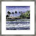 Digital Oil Painting - A Houseboat On Its Quiet Sojourn Through The Backwaters #5 Framed Print