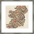 Ireland Eire City Text Map #6 Framed Print