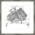 A Baseball Player About To Take A Swing Stands Framed Print
