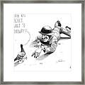 A Carrier Pigeon Holds A Rolled Up Message Framed Print