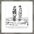 A Catcher And Pitcher Hold A Conference Framed Print