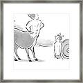 A Centaur With His Hands On His Hips Faces Framed Print