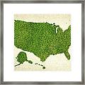 United State Grass Map Framed Print