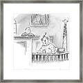 A Clown Sits In A Witness Box In A Court Framed Print