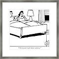 A Couple Sits Upright In Bed Framed Print