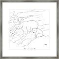 A Cub Polar Bear Exclaims While Family Hunts Framed Print