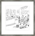 A Doctor Talks To A Receptionist At His Office Framed Print