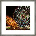 Colorful Carnival Ferris Wheel Ride At Night Framed Print